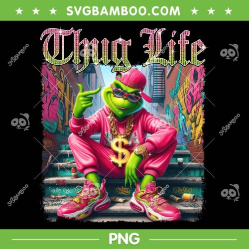 Funny Grinch Thug Life PNG, Christmas Grinch Rapper PNG
