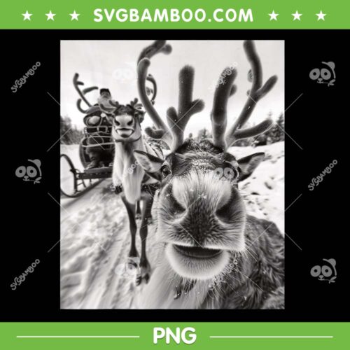 Funny Reindeer Selfie Christmas PNG, Christmas Santa Reindeer PNG