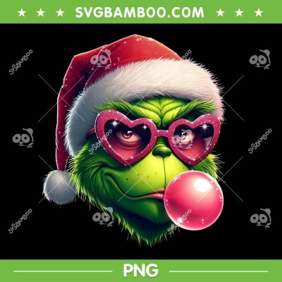 Grinch Bubble Gum PNG, Christmas Grinch Santa Sunglasses PNG
