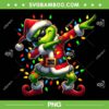 Grinch Christmas Lights Dabbing PNG, Santa Grinch Dab for Christmas PNG