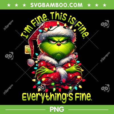 Grinch Christmas Lights PNG, Grinch im Fine This is Fine PNG