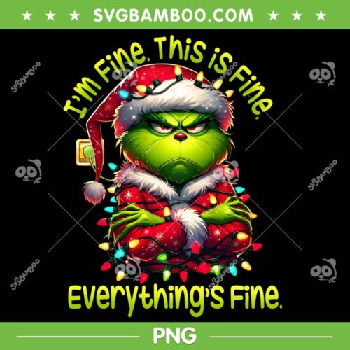 Grinch Christmas Lights PNG, Grinch im Fine This is Fine PNG