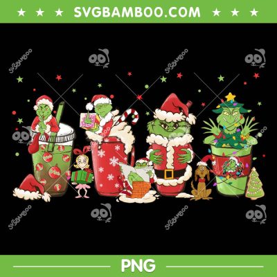 Grinch Coffee Latte Cocoa PNG, Christmas Santa Grinch Coffee PNG