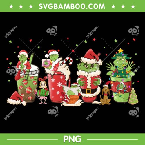Grinch Coffee Latte Cocoa PNG, Christmas Santa Grinch Coffee PNG