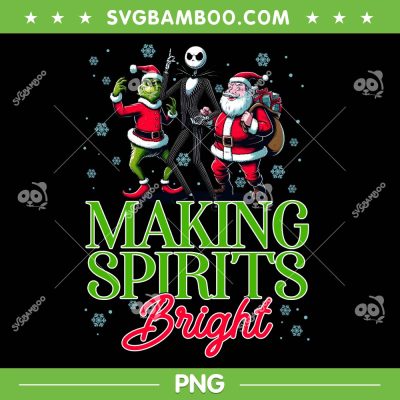 Grinch Jack Santa Making Spirits Bright PNG, Christmas Movie Friends PNG Grinch Jack Santa Making Spirits Bright PNG, Christmas Movie Friends PNG
