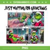 Grinch Just Waiting for Christmas PNG, Funny Grinch Santa Waiting for Grinchmas PNG, The Grinch Drink Coffee PNG