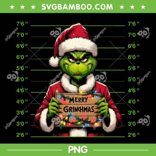 Grinch Mug Shot PNG, Merry Grinchmas PNG, Funny Grinch Santa Prison PNG