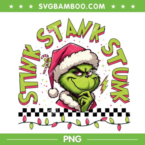 Grinch Stink Stank Stunk PNG, Santa Grinch Art Groovy PNG, Pink Grinch Stink Stank Stunk PNG