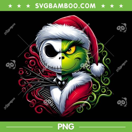 Grinch and Jack 2 in 1 PNG, Christmas Santa Jack Skellington and Grinch PNG