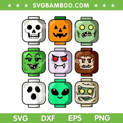 Halloween Building Brick Head SVG PNG, Pumpkin Ghost Zombie Building Brick SVG Halloween Building Brick Head SVG PNG, Pumpkin Ghost Zombie Building Brick SVG