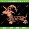 Happy Halloweenie Weiner Dog SVG PNG, Cute Dachshund Witch Hat SVG