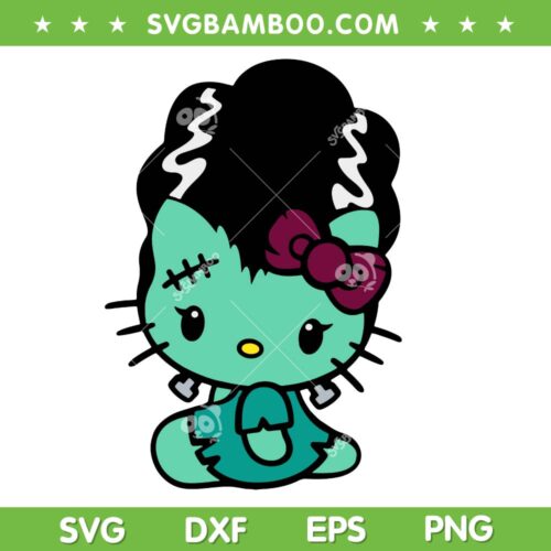 Girls Hello Kitty Frankenstein SVG, Funny Sanrio Kitty Ad Horror Able SVG PNG