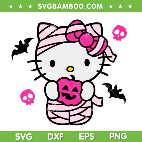 Hello Kitty Mummy SVG PNG, Kitty Cat Sanrio Pumpkin Halloween SVG