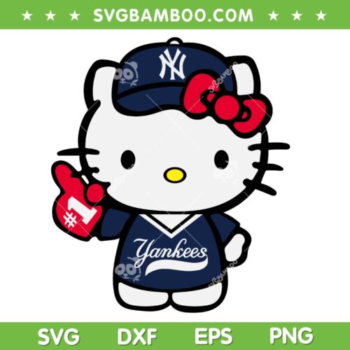 Hello Kitty New York Yankees SVG PNG, Yankees Baseball Sanrio Kitty Cat SVG, Yankees Number 1 SVG PNG