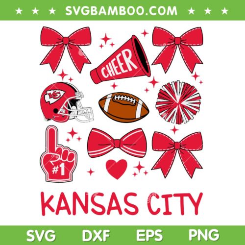 Kansas City Chiefs Cheer Bow SVG, Chiefs Football Icons SVG PNG, Chiefs Conquette DXF SVG PNG EPS
