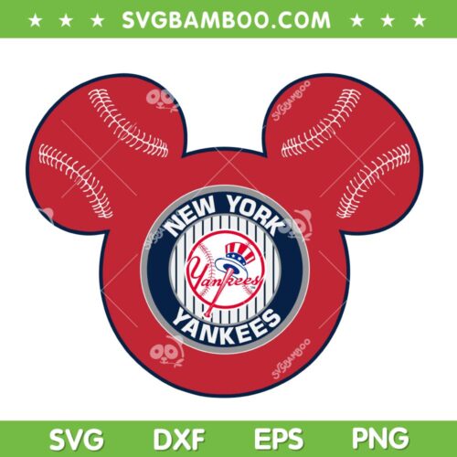 Mickey Mouse Yankees SVG PNG, Disney Mouse Ear New York Yankees SVG, Mickey Mouse Baseball DXF SVG PNG EPS