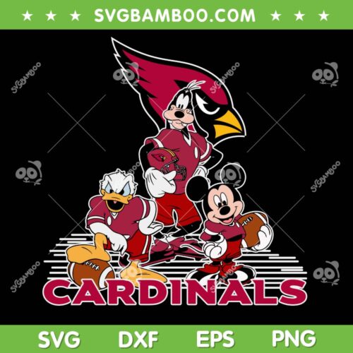 Mickey and Friends Arizona Cardinals SVG, Mickey Cardinals Football SVG PNG, Donald Duck Goofy Rugby Ball SVG