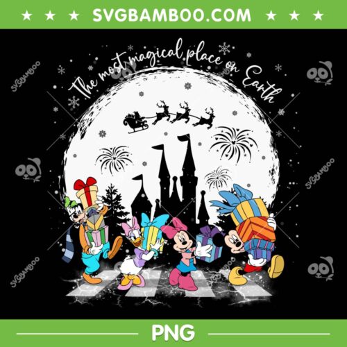 Mickey and Friends Walking Christmas PNG, Disney Mouse The Most Magical Place on Earth PNG