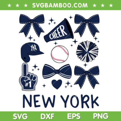 New York Yankees Cheer Bow SVG, Dodgers Baseball Icons SVG PNG