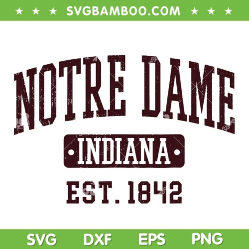 Notre Dame Indiana Vintage SVG PNG, IN Vintage Athletic Varsity Sports SVG