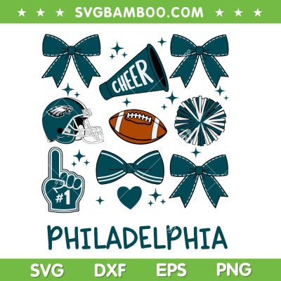 Philadelphia Eagles Cheer Bow SVG PNG, Eagles Football Number 1 SVG, Philadelphia Rugby Ball Icons SVG PNG Philadelphia Eagles Cheer Bow SVG PNG, Eagles Football Number 1 SVG, Philadelphia Rugby Ball Icons SVG PNG