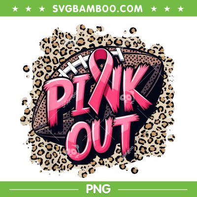 Pink Out American Football Leopard PNG, Tackle Breast Cancer 2024 PNG