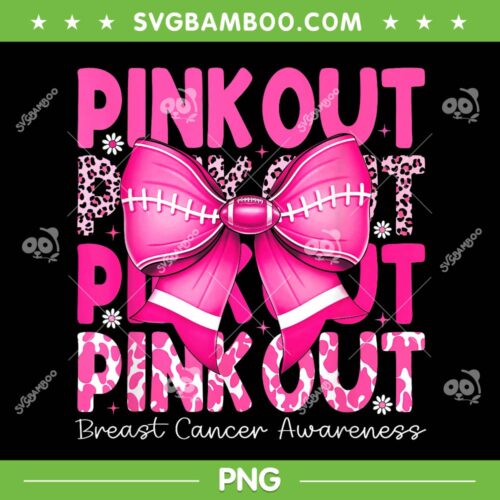 Pink Out Bow Leopard PNG, Conquette Bow Breast Cancer Awareness PNG