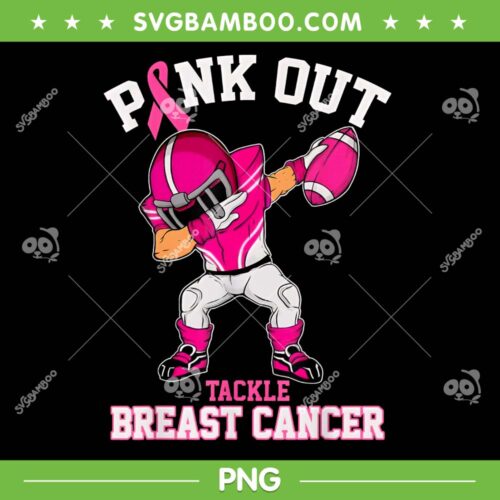 Pink Out Tackle Breast Cancer PNG, Dabbing Football Pink Ribbon PNG