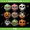 Retro Horror Bricks Head Scary PNG, Halloween Building Bricks Mask PNG