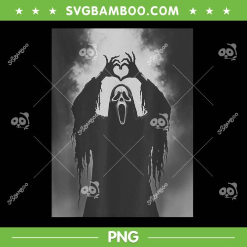 Funny Ghostface Heart Hand PNG, Scary Ghost Face Horror Poster Halloween PNG