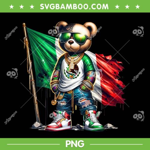 Teddy Bear Mexican Flag PNG, Bear Canelo PNG, Mexico Stylish Flag PNG
