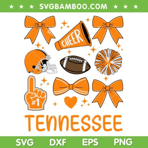 Tennessee Cheer Bow SVG PNG, Tennessee Volunteers Orange Icons SVG, Tennessee Orange for TN Lover SVG
