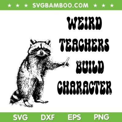 Weird Teachers Build Character SVG, Raccoon Teacher Appreciation SVG PNG