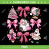 Santa Teacher Christmas Coquette Bow PNG, Women Pink Pencil Santa Teacher PNG