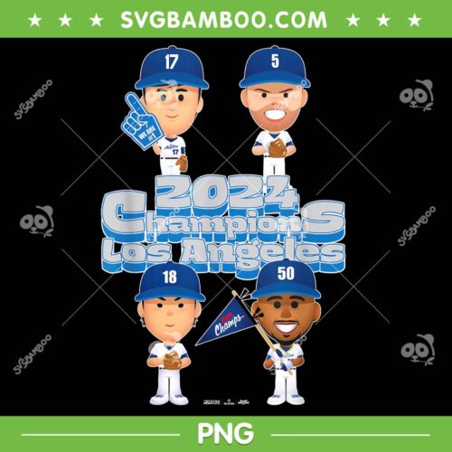 Chibi Dodgers Championship PNG, 2024 Champs LA Team PNG, Freeman Los Angeles Baseball PNG