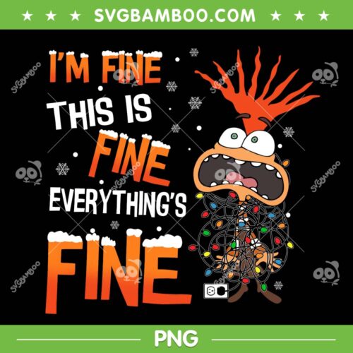 Anxiety I'm Fine This is Fine PNG, Inside Out Anxiety Christmas Lights PNG
