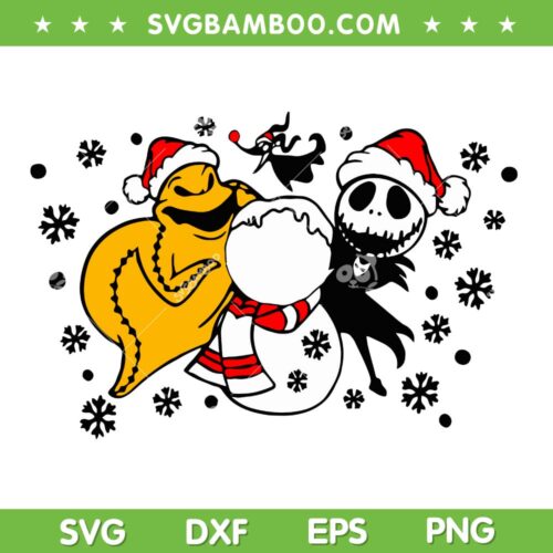 Jack Skellington and Oogie Boogie Merry Christmas SVG, Chibi Nightmare Before Christmas Xmas SVG PNG