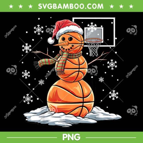 Basketball Snowman Player PNG, Snowman Santa Hat Christmas PNG