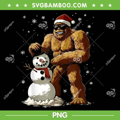 Bigfoot Santa Snowman PNG, Bigfoot Santa Christmas Meme PNG