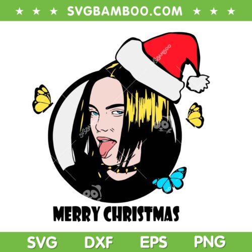 Billie Eilish Merry Christmas SVG PNG, Billie Eilish Santa Hat SVG