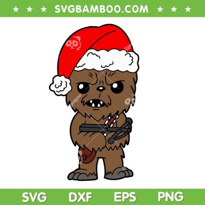 Star Wars Chewbacca Merry Christmas SVG, Chewbacca Santa Hat Xmas SVG PNG