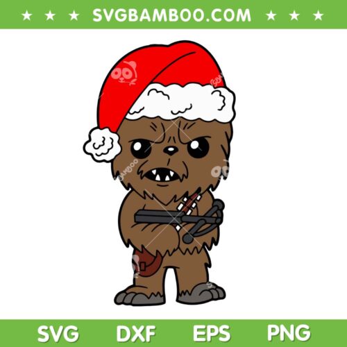 Star Wars Chewbacca Merry Christmas SVG, Chewbacca Santa Hat Xmas SVG PNG
