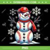 Christmas Baseball Snowman PNG, Snowman Baseball Red Hat PNG
