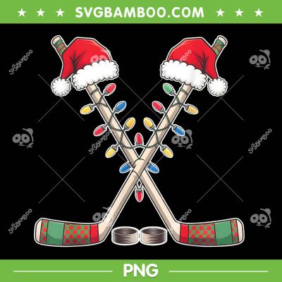 Christmas Hockey Santa Hat PNG, Funny Hockey Christmas Lights PNG Christmas Hockey Santa Hat PNG, Funny Hockey Christmas Lights PNG