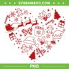 Christmas Heart Icons SVG, Xmas Santa Gingerbread Man Candy Cane SVG PNG