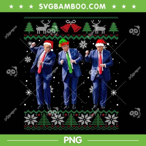 Trump Dancing Christmas Ugly PNG, Trump Santa Elf Dancing Xmas PNG