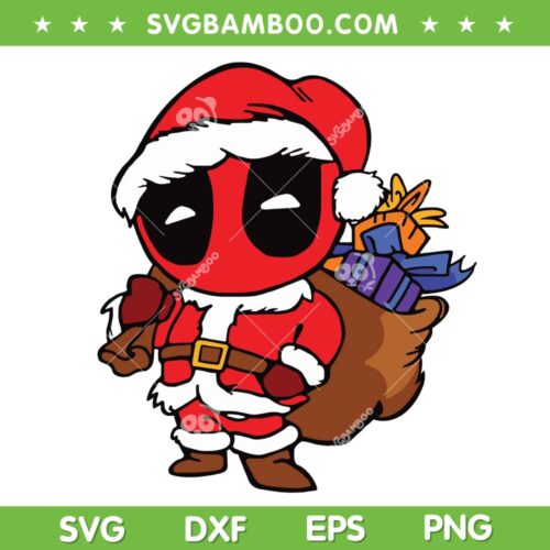 Chibi Deadpool Christmas SVG, Cute Deadpool Santa Claus SVG PNG