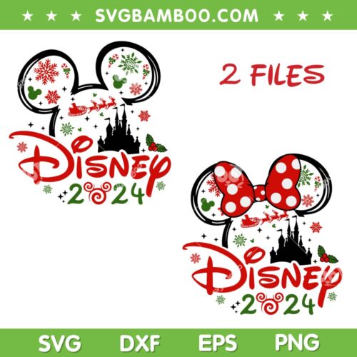 Disney Christmas 2024 SVG PNG, Mickey and Minnie Mouse Ear Xmas SVG