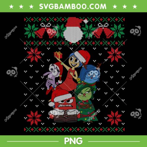 Inside Out Characters Christmas Ugly Sweater PNG, Disney Emotions 2 Xmas Ugly PNG
