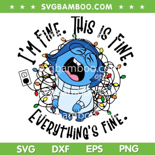 Disney Sadness Merry Christmas SVG, Inside Out Sadness Christmas Lights SVG PNG, Sadness Everything Is Fine SVG PNG